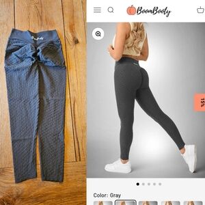 BoomBooty Gray Textured Leggings